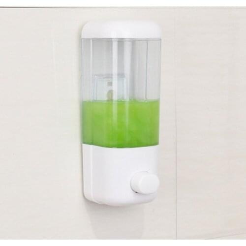 500ml Bathroom Soap Dispenser Wall Mounted Self-Adhesive Shampoo Container Hand Press Clear Liquid Lotion Single Slot Storage