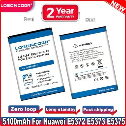 LOSONCOER HB5F2H Battery 4900mAh Use for Huawei 4G Lte WIFI Router 4G E5375 EC5377 E5330 E5336 E5373 Battery