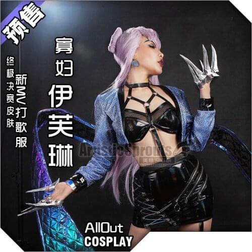 Anime LOL KDA Evelyn KDA ALLOUT Idol SJ Team Uniform Sexy Suit Agonys Embrace Women Cosplay Costume Halloween Free Shipping