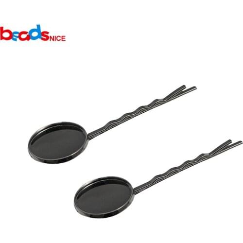 Beadsnice ID24956C Supplies for Jewelry Finding Glass Cabochon Cameo Base Hairpin