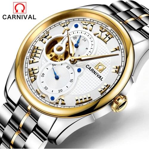 Reloj Hombre CARNIVAL Brand Gold Automatic Military Watches Men Luxury Waterproof Fashion Mechanical Watch Man Relogio Masculino