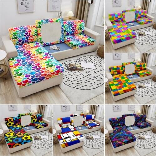 3D Print Geometric Sofa Seat Cushion Covers for Living Room Elastic Sofa Cover Furniture Protector Couch Cover Stretch Slipcover