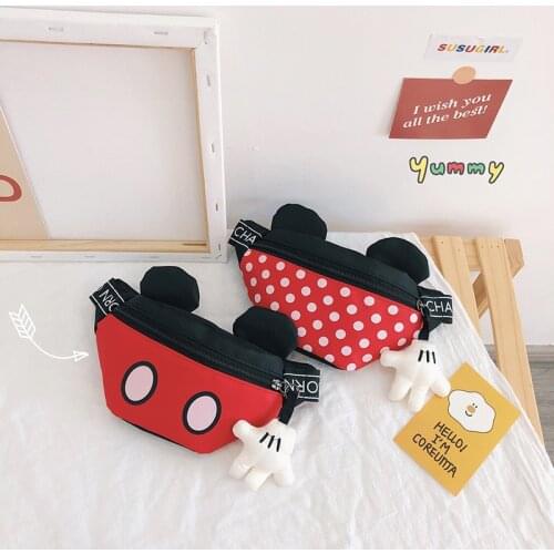 Kid Waist Bag For Girl Boy Cute Fanny Cartoon Mouse Chest Bag Children Belt Bag Money Pouch Baby Zipper Waist Pack Bum Bag