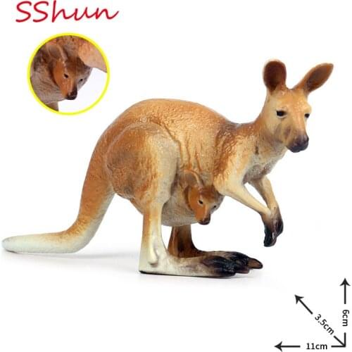 Children solid simulation animal world model wild animals new female kangaroo model set toy ornaments
