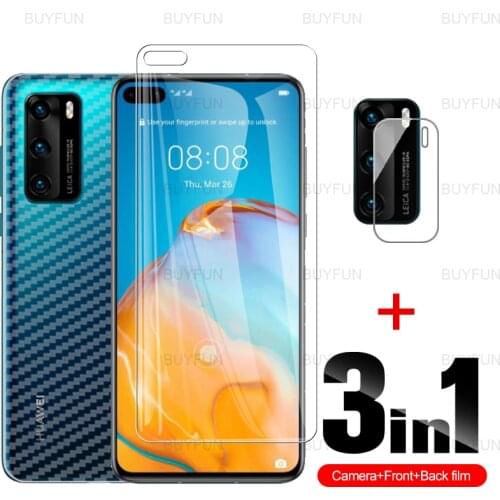 Camera Film For Huawei P40 30 Lite 5G P smart 2021 Front Tempered Glass For Honor 10 20 30 9X Lite Pro Carbon Fiber Back Film