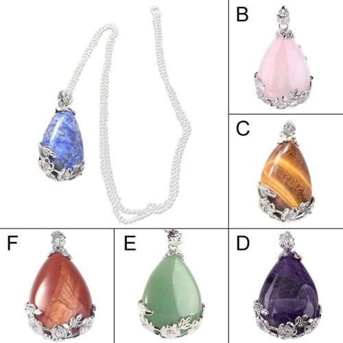 Hot Sale Lucky Natural Crystal Turquoises Stone Water Drop Quartz Pendants Jewelry Necklaces Stone Crafts