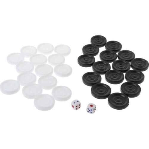 2021 Top 30pcs Black & White Backgammon Chess Plastic International Draughts Checkers