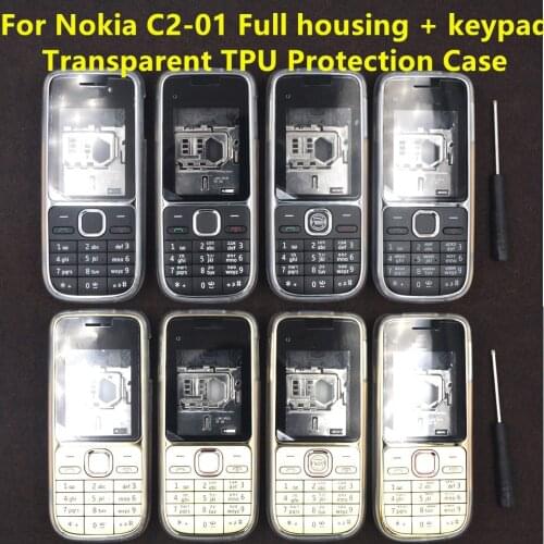 HKFASTEL Cover For Nokia C2 C2-01 Full Housing + English Russian Arabic Hebrew Keypad + TPU Protection Case Tool Tracking Number