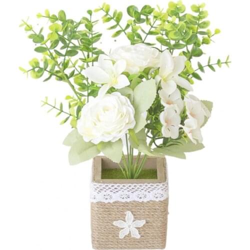 Artificial Plants Bonsai Colorful Faux Silk Simulation Pot Plants Desktop Ornament Decorations for Wedding Party Home Decor