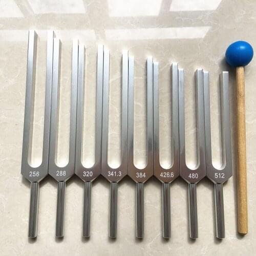 Quality tuning fork set Music Aluminum alloy tuning fork 256Hz/288Hz/320Hz/341.3Hz/384Hz/426.6Hz/480 Hz/512Hz