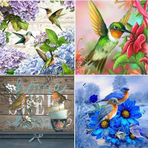 Full square/round diamond painting animals colorful birds flowers Embroidery pattern cross stitch kit mosaic room decor gifts