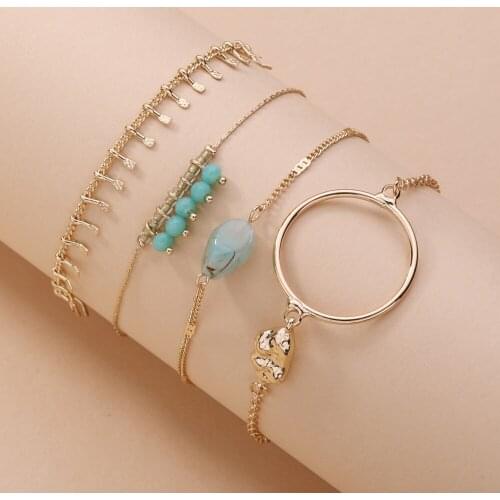 LUNA CHIAO Fashion Jewelry Accessories 4 Pieces Layering Layered Stacked Chain Link Bracelets Set for Women