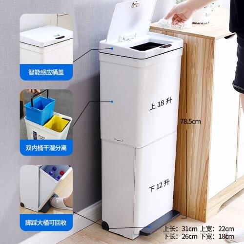 Trash Can Large Double Deck Capacity Layers Waste Sorting Zero Waste Dustbin Storage Waste Cubo Basura Lixeira Restaurant Trash