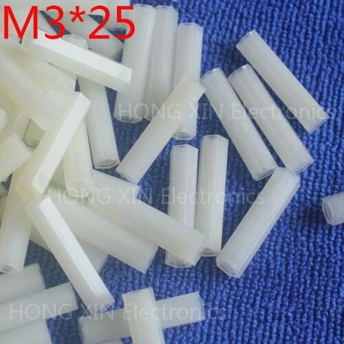 M3*25 25mm 1 pcs white Nylon Hex Female-Female Standoff Spacer Threaded Hexagonal Spacer Standoff Spacer brand new