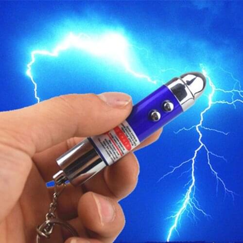 1 Pc Metal Keychain Laser Funny Electric Shock Laser Pen Prank Joke Trick Multifunction Keychain