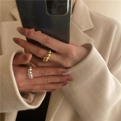 TIMEONLY Statement Twisted Metal Open Ring Korean Fashion Forefinger Rings for Women Female Accessories Anniversary Gift Street