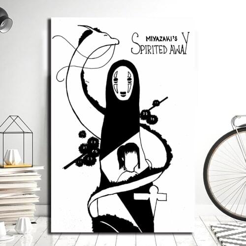 Prints Modular Picture Wall Artwork Poster No Face Spirited Away Poster Anime Minimalist Nordic Style Canvas Painting Home Decor