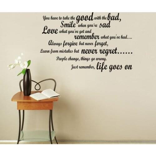 Smile When You Are Sad Wall Decal Art Vinyl Removable English Text Quote Wall Stickers Decal For Living Room