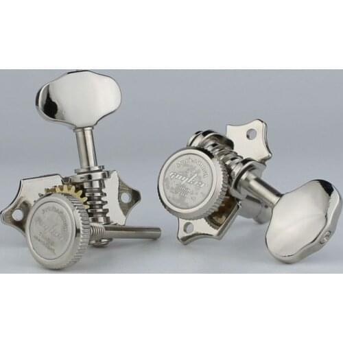 NEW Vintage 1:16 Open Gear Locking Tuner Pegs Gear Butt Locking Tuner Pegs Gear Butterbean Guitar Tuners Nickel color