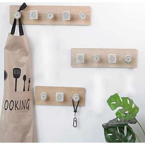 New Wall Mount Hook Nordic Wood Coat Hanger Home Decorative Coat Hangers Key Holder Coat Hooks Key Hanger Shelf