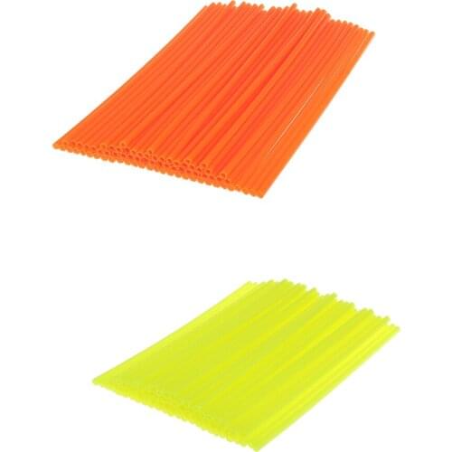 Orange+Light Yellow Motorcross Bikes Wheel Rim Spoke Cover Skins Wraps Caps Universal