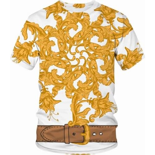 Plus Size Palace Baroque Crown Floral Belt T shirt Men Women Retro 3d Print Casual T-shirts Unisex Summer boys kids Tops Tee