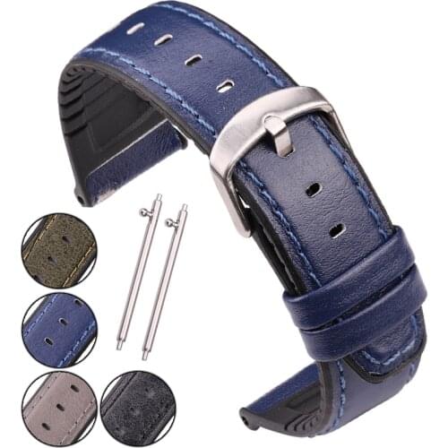 22mm Watch Strap Bracelet For Gear S2 Samsung Gear S3 Men Women Waterproof Breathable Genuine Leather And Rubber Watchbands