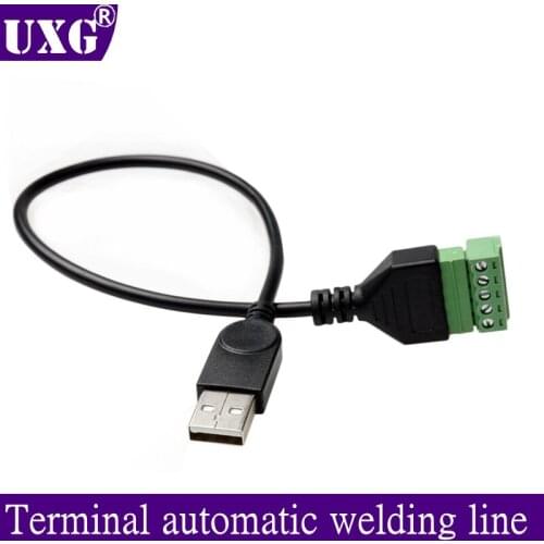 USB 2.0 A Male Plug to 5 Pin/Way Male Female Bolt Screw Shield terminals Pluggable Type Adapter 0.3m