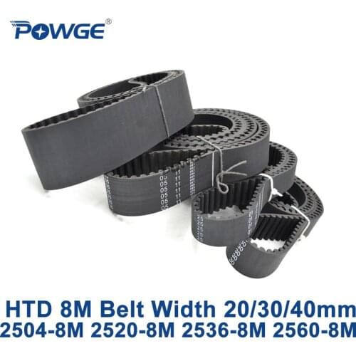 POWGE HTD 8M synchronous Timing belt C=2504/2520/2536/2560 width 20/30/40mm Teeth 313 315 317 320 HTD8M 2504-8M 2520-8M 2560-8M
