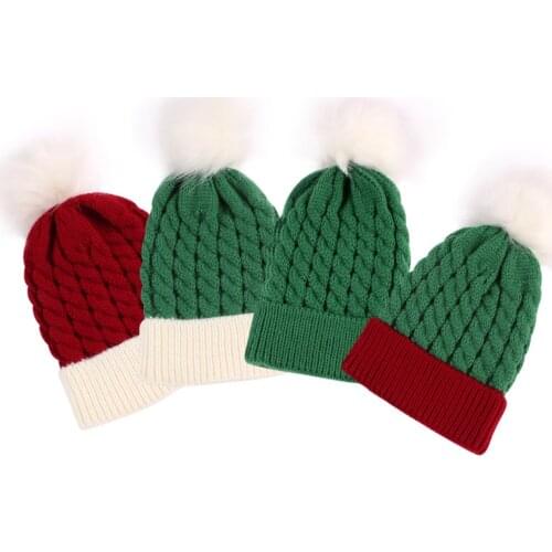 Toddler Baby Christmas Beanie Cap Classic Color Winter Warm Crochet Knitted Hat for Boys and Girls