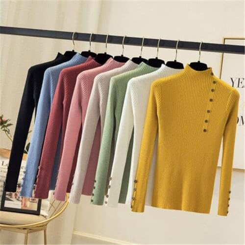 2020 Turtleneck Women Pullover Sweater Spring Jumper Knitted Basic Top Fashion Autumn Long Sleeve Korean Ladies Clothes 27