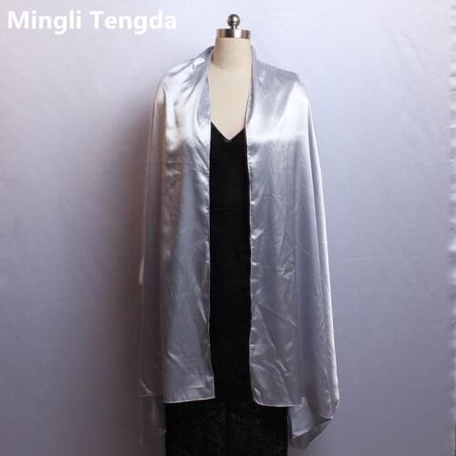 2016 New Silver/Grey Satin shawl jacket Custom Made Shrug/Stole/Tippet 78 Inches long 27 inches wide