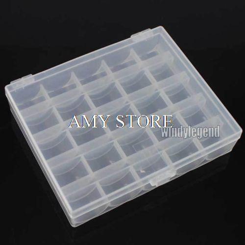 5 X CLEAR PLASTIC EMPTY BOBBIN STORAGE CASE BOX