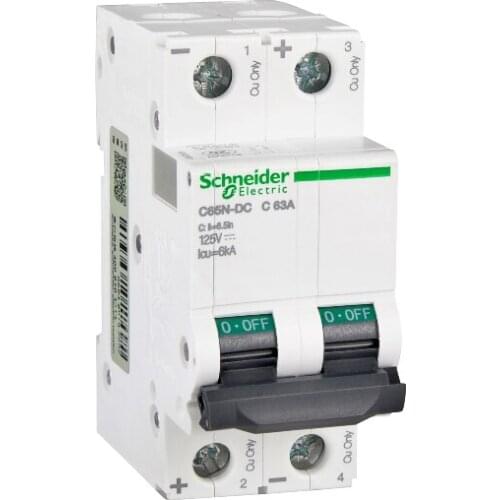 C65N-DC 2P C63A A9N22431 Circuit breaker, C curve, 63A, 2P, Icu=6kA