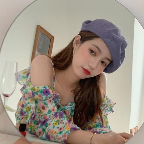 Summer Thin Baret Women Breathable Big Head Circumference Japanese Beret Hat Korean Wild Hat Female Painter Hat