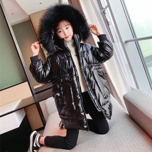 New 2020 Winter Hooded Children Down Jackets For Girls Solid Color Warm Kids Down Coats For Girls 4-13Years Outerwear Clothes