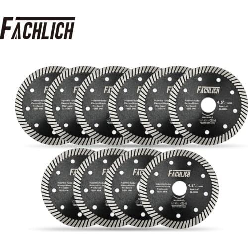FACHLICH 10pcs Superthin Diamond Turbo Wheel Saw Blades for Marble Ceramic Tile Granite Cutting Disc Dia 4.5inch/115mm