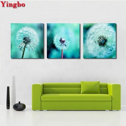 Diy diamond painting full drill square round 3 Pieces Dandelion Plants diamond embroidery Handmade mosaic picture 5d icons