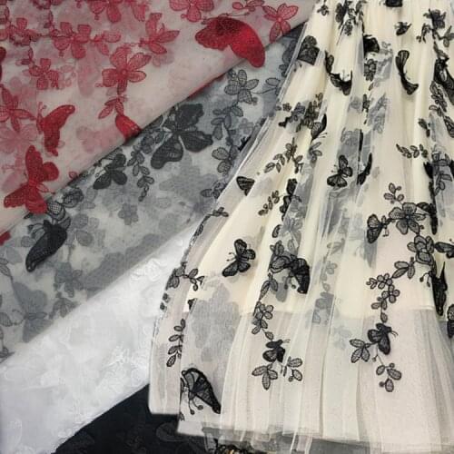 Quality chiffon organza dress lace fabric, African Diy clothing sewing patchwork material, butterfly printing curtain fabric