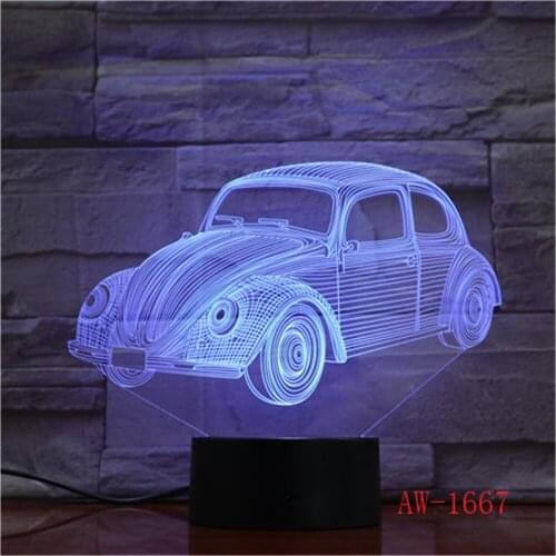 7 Colors Changing Classic Beetle Car Model 3D Led Table Lamp Usb Touch Button Vehicle Night Lights Gifts Kids Decor AW-1667