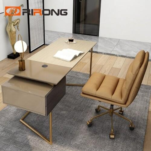 Computer Desk Italian Champagne Gold E1 Panel Good Price 150cm Small Desktop Bedroom Study Table Simple Home Office Furniture