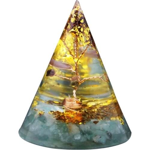 Cone Orgone Conical Pyramid Resin Stone Copper Tree Crystal Energy Generator