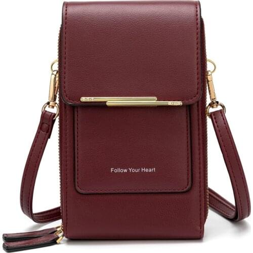 Korean Fashion Ladies Bag Multi Function Cell Phone Pocket PU Large Capacity Wallet Single Shoulder Packet Crossbody Women Bag