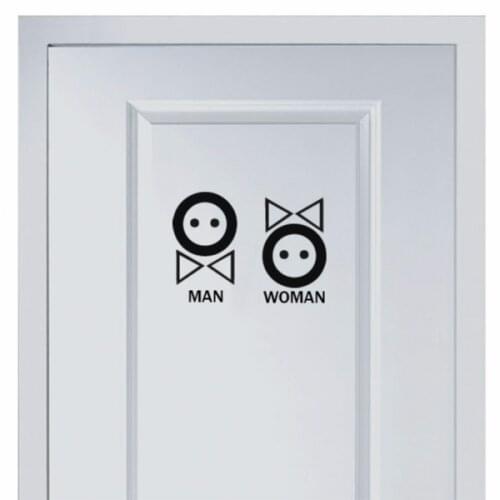 Cute button marks for men and womens toilet sticker Fashion for Shop Office Home Cafe Hotel Toilets Door Decor Wall Stickers