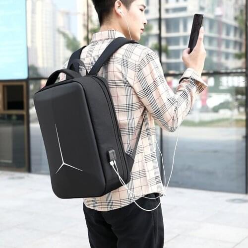 Fashion Square Laptop Backpack Anti-theft Waterproof School Backpack USB Charging Mens Business Travel Backpack Men Book Bags