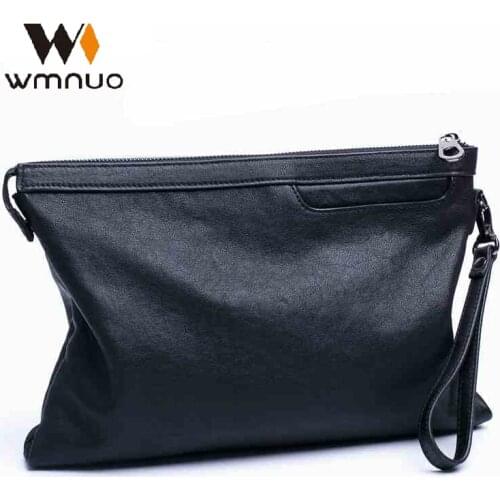 Wmnuo Real Bag Men Classice Sheepskin Leather Thin Mens Clutch Bag Solid Simple Soft Brand Handbag Hand Grip Envelope Bag Male