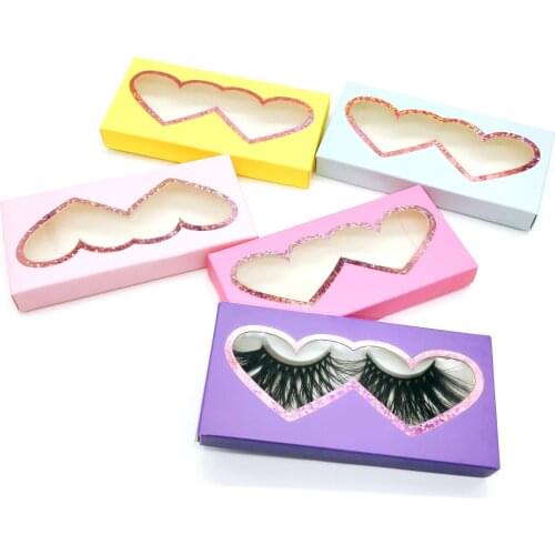 New Eyelash Box Eyelash Packaging Box Bulk Wholesale Double Heart Open Window 25mm Eyelash Packaging with logo