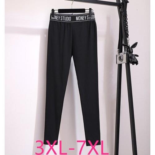 New autumn plus size pencil basic pants for women large slim casual elastic waist long sport trousers black 4XL 5XL 6XL 7XL