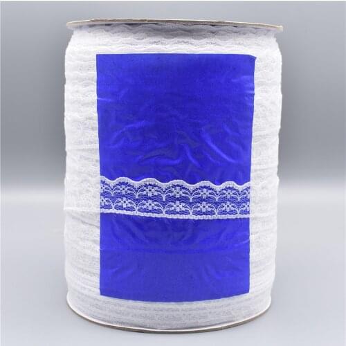 Wholesale 600 Yards/Roll White Lace Ribbon Width 22MM Trim Fabric DIY Embroidered Sewing Decoration African Lace Fabric Applique