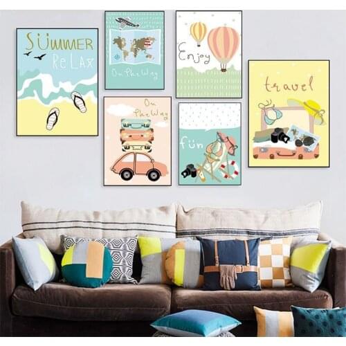 Nordic Summer Style Poster Pattern Home Decoration Childrens Room Bedroom Living Frameless Printing Wall Painting Core